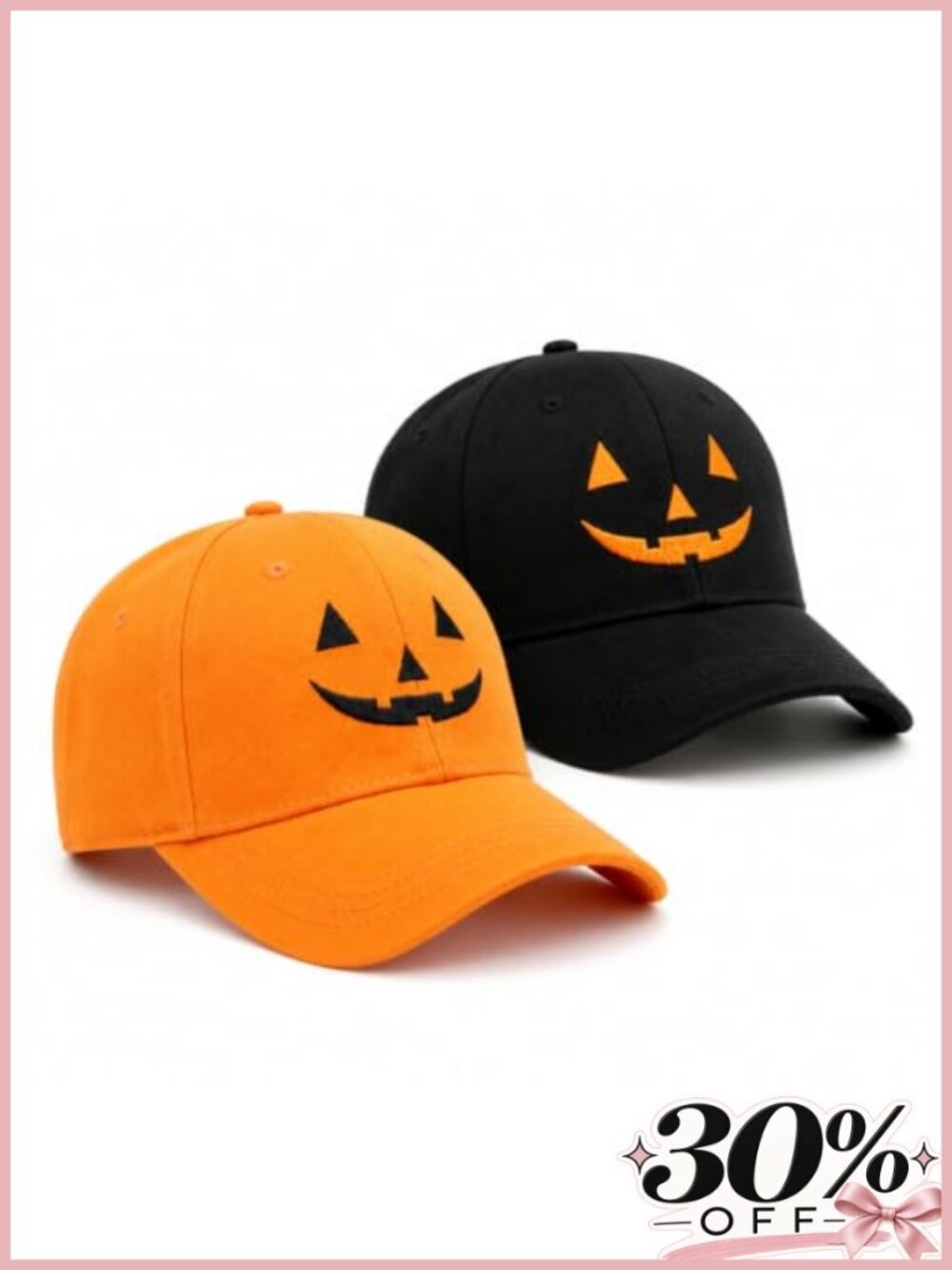 Qoyupuza Halloween Pumpkin Embroidery Baseball Cap Adjustable Unisex 2-Pack